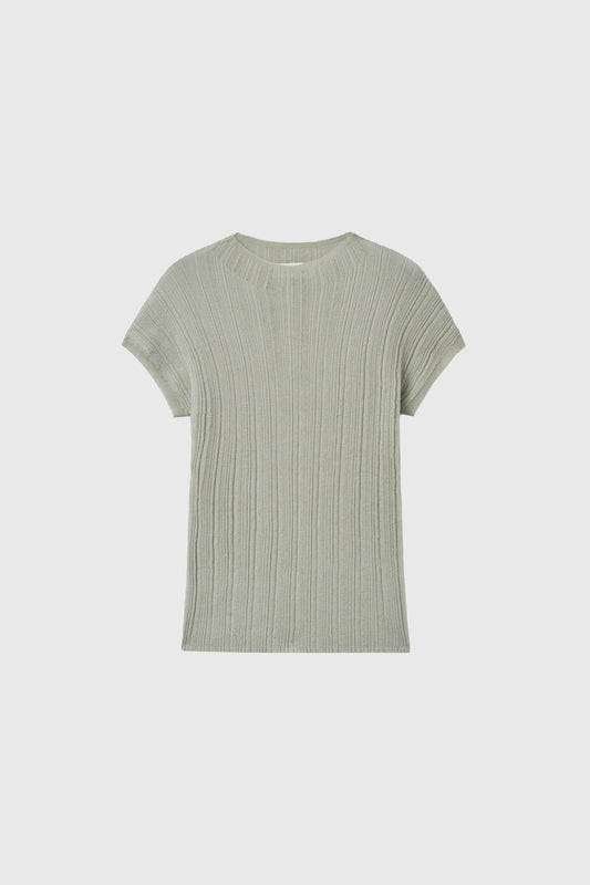 General Idea Women's Pleated Half-Neck Knit Top in Sage Mint