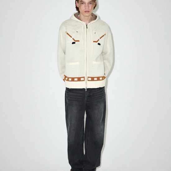 Mahagrid Hockey Knit Zip-Up Hoodie