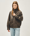 Marithé François Girbaud FAUX LEATHER HIGH NECK JACKET