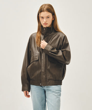 Marithé François Girbaud FAUX LEATHER HIGH NECK JACKET
