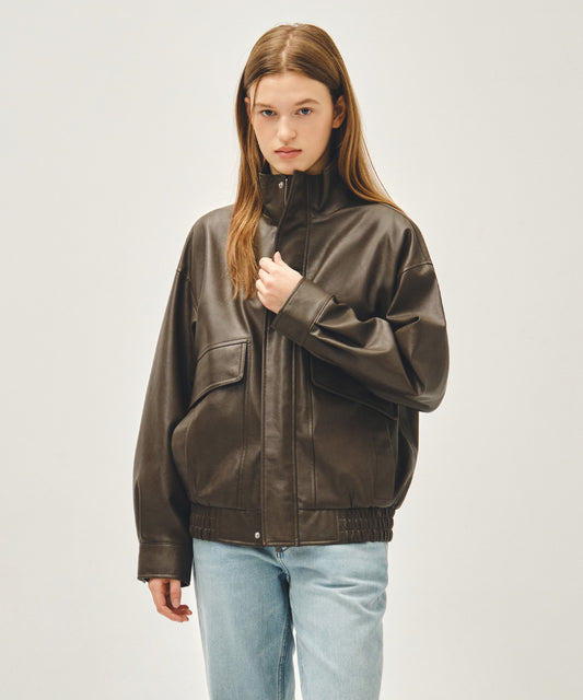 Marithé François Girbaud FAUX LEATHER HIGH NECK JACKET