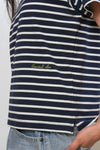 General Idea WOMAN Color-Block Stripe Short Sleeve T-Shirt [NAVY]