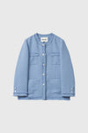 General Idea Woman Fringe Trim Tweed Jacket [Blue]