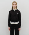 Marithé François Girbaud W Classic Logo Crop Knit Hoodie Zipup Black