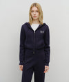 Marithé François Girbaud W Classic Logo Crop Knit Hoodie Zipup Black