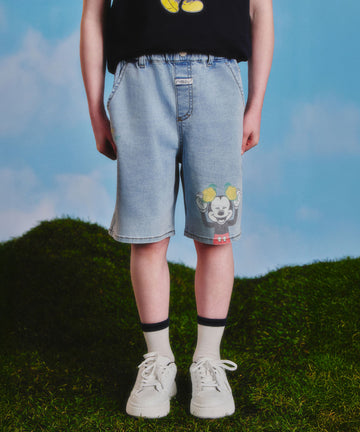Marithé François Girbaud Disney Mickey Kids Bermuda Denim Pants Blue