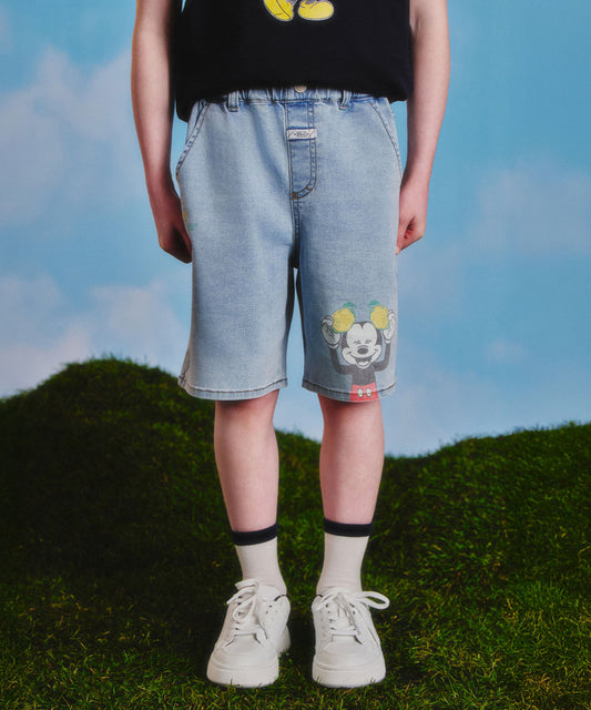 Marithé François Girbaud Disney Mickey Kids Bermuda Denim Pants Blue