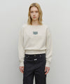 Marithé François Girbaud Women's Small Classic Logo Crop Sweatshirt in Oatmeal