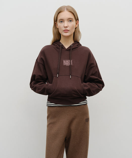 Marithé François Girbaud Women's Small Classic Logo Crop Hoodie Brown
