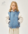 Marithé François Girbaud Kids Detachable Hood Denim Varsity Jacket Blue