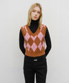 Marithé François Girbaud W ARGYLE V-NECK KNIT VEST
