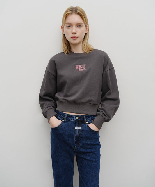 Marithé François Girbaud W Small Classic Logo Crop Sweatshirt Charcoal