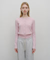 Marithé François Girbaud W Half Knit Round Neck Cardigan Set Up Pink
