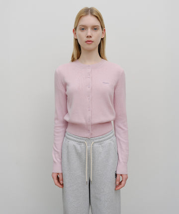 Marithé François Girbaud W Half Knit Round Neck Cardigan Set Up Pink
