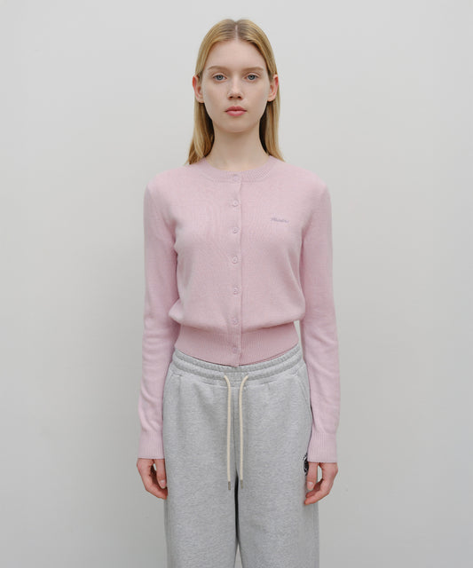 Marithé François Girbaud W Half Knit Round Neck Cardigan Set Up Pink