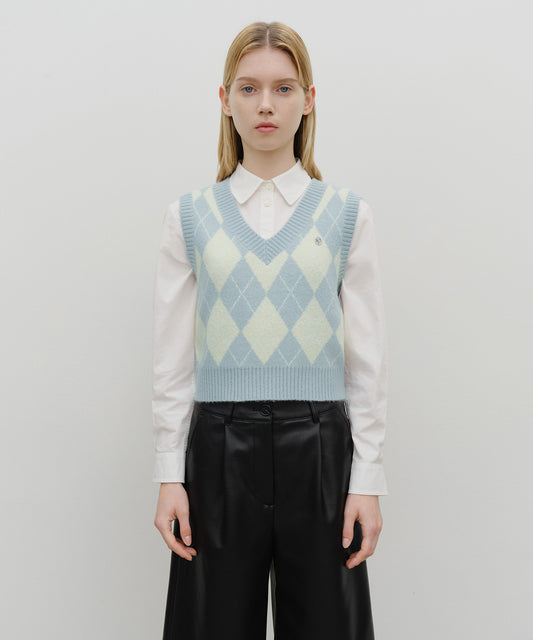 Marithé François Girbaud W ARGYLE V-NECK KNIT VEST