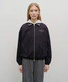 Marithé François Girbaud Graphic Embroidery Cotton Bomber Jacket Navy