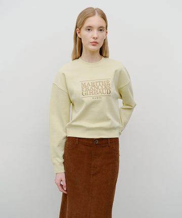 Marithé François Girbaud Women's Classic Logo Crop Sweatshirt Light Yellow