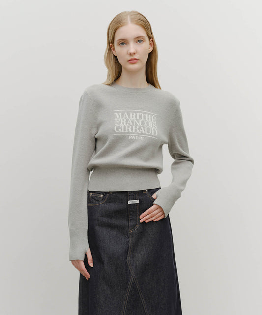 Marithé François Girbaud Women's Classic Logo Crop Knit Melange Gray