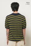 General Idea UNISEX One-Button Collar Stripe Half Knit