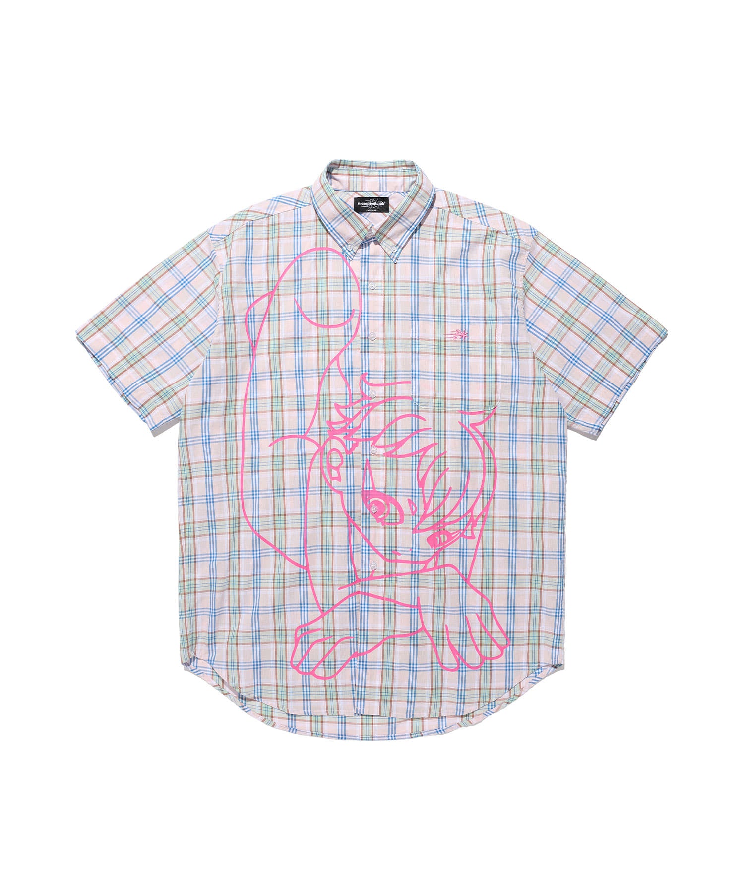 Nice Ghost Club Angel Check Big Big Half Shirt