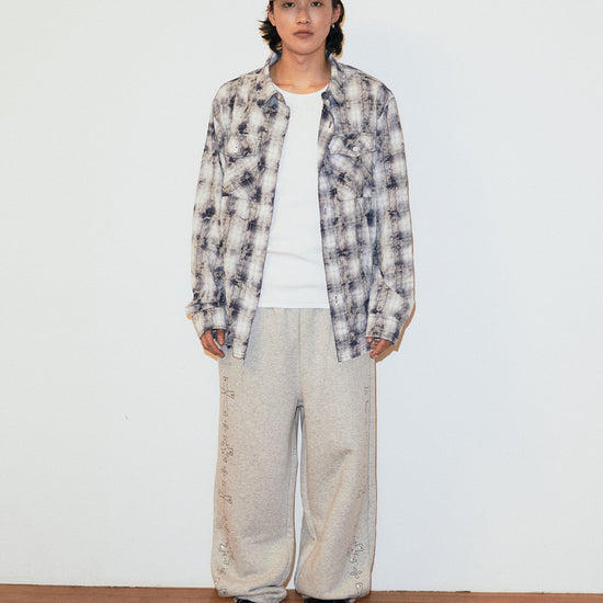 Mahagrid Bleached Raw-Cut Check Shirt