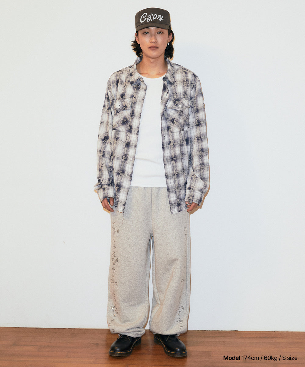 Mahagrid Bleached Raw-Cut Check Shirt