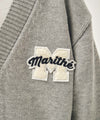 Marithé François Girbaud Kids Emblem V-Neck Oversized Cardigan Navy