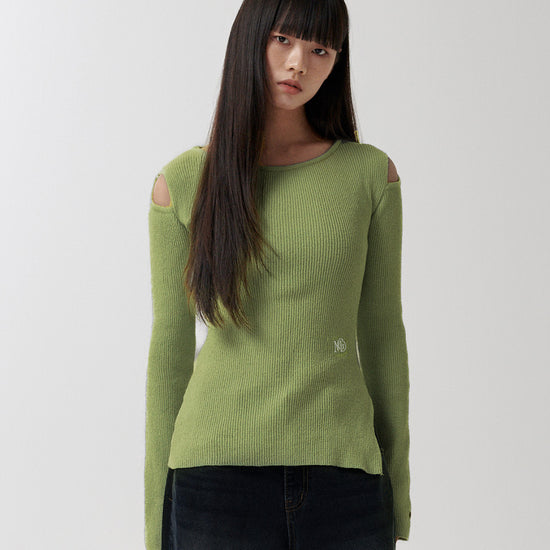 Mahagrid Cut Off Long Sleeve Knit