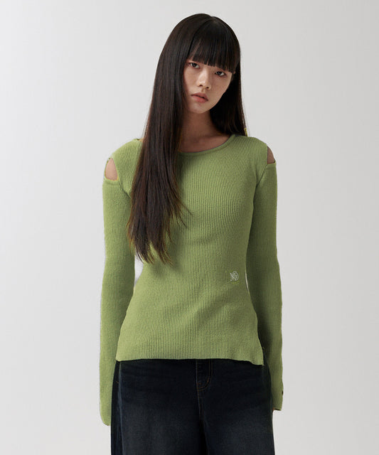 Mahagrid Cut Off Long Sleeve Knit