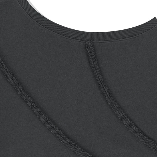 Mahagrid Cut Off One Shoulder Sweatshirt