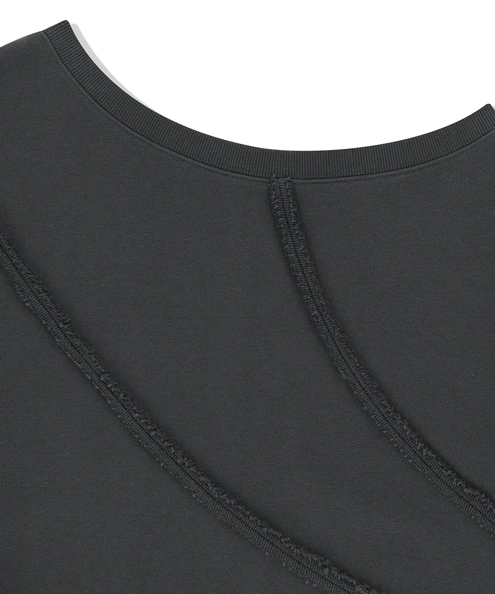 Mahagrid Cut Off One Shoulder Sweatshirt