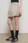 General Idea WOMAN Sheer Shirring Layered Banding Mini Skirt [ASH KHAKI]