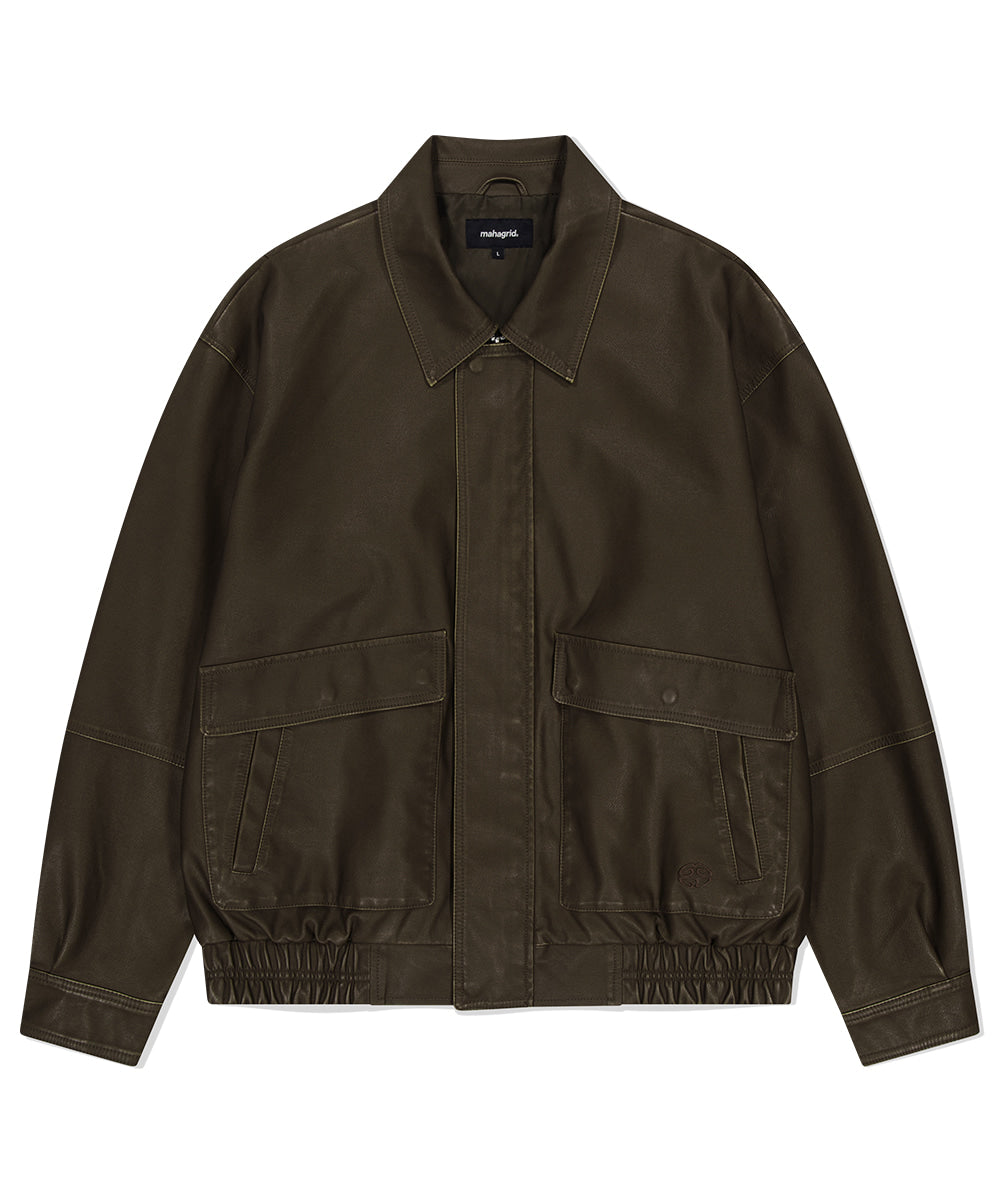 Mahagrid Washed Faux Leather Blouson