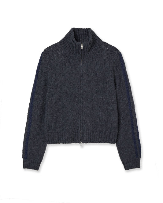 AEAE Half Neck Knit Zip-Up [Charcoal]