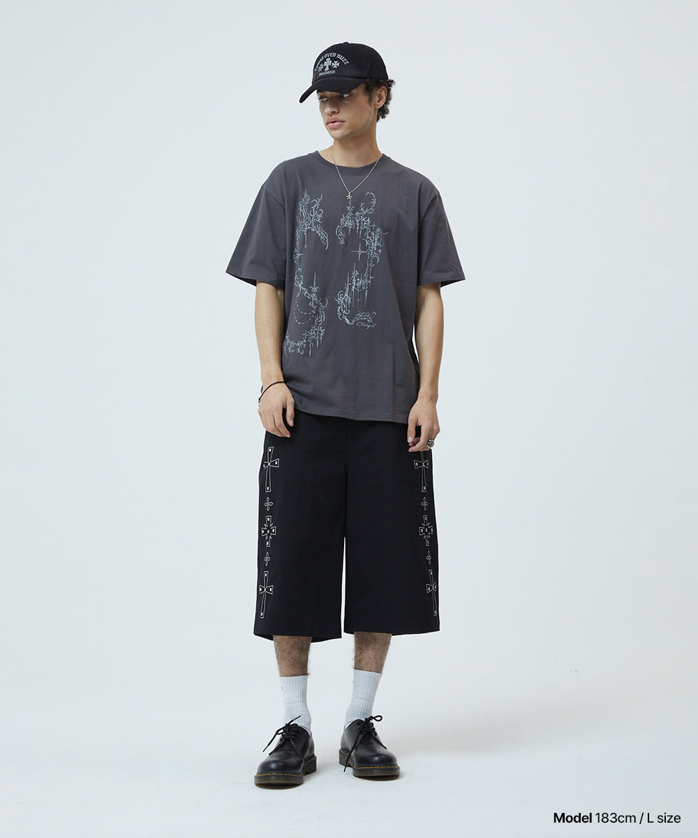 Mahagrid Cross Stud Twill Shorts