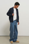 General Idea UNISEX Waffle Boucle Collar Cardigan [NAVY]