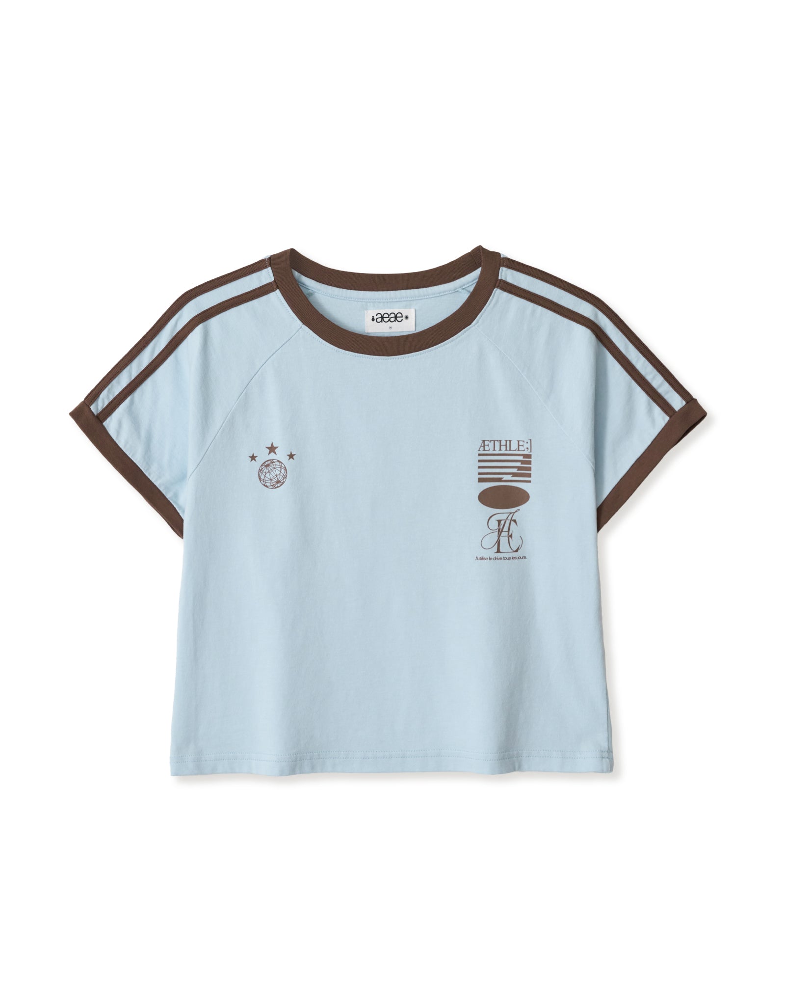 AEAE ATHLETE STRIPE HALF T-SHIRTS [SKYBLUE]