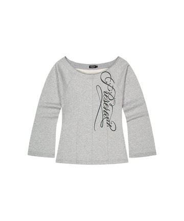 Mahagrid Cut Out Present Off Shoulder Tee [Grey]