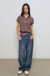 General Idea WOMAN Stripe Collar Half Knit
