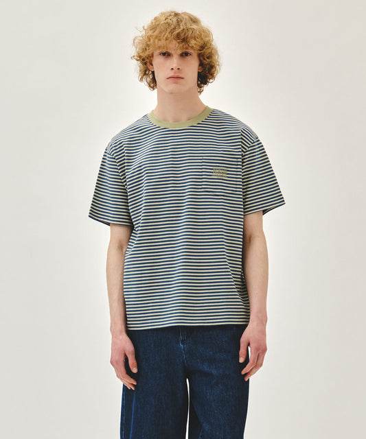 Marithé François Girbaud [6/19 예약발송] SMALL CLASSIC LOGO STRIPE RINGER TEE light green