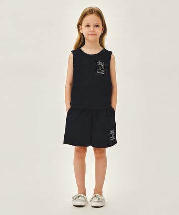 Marithé François Girbaud Kids Terry Sleeveless Top and Pants Set - Navy