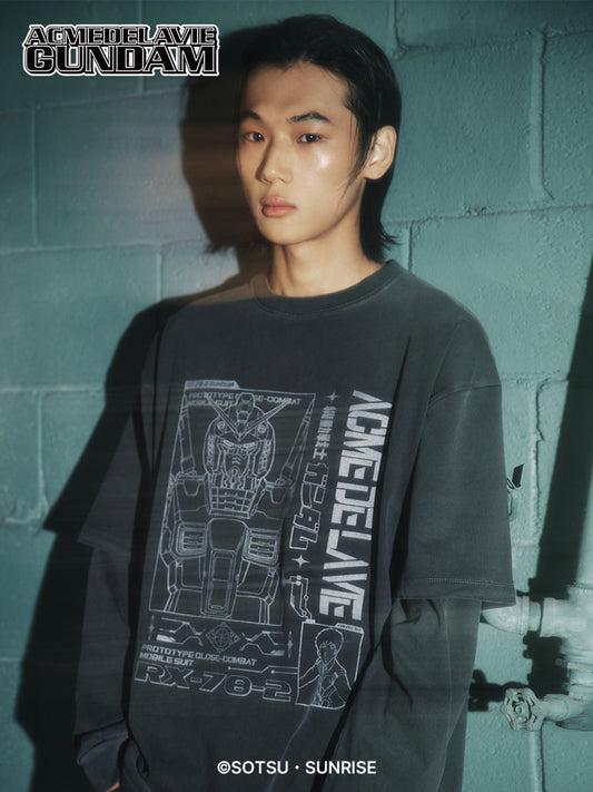ADLV Mobile Suit Gundam Pigment Double Layer Long Sleeve T-Shirt