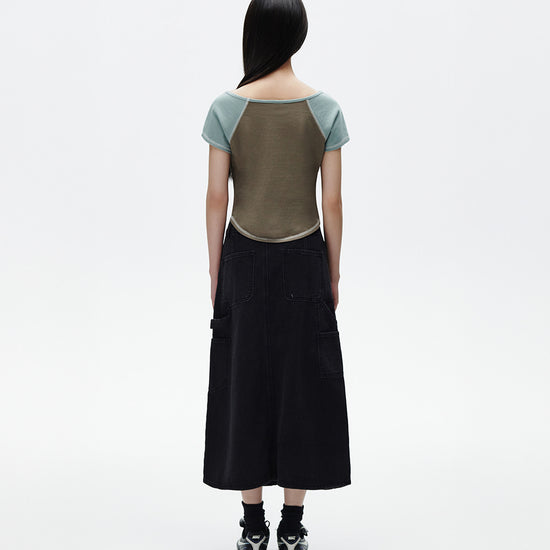 Mahagrid Off Shoulder Raglan Tee