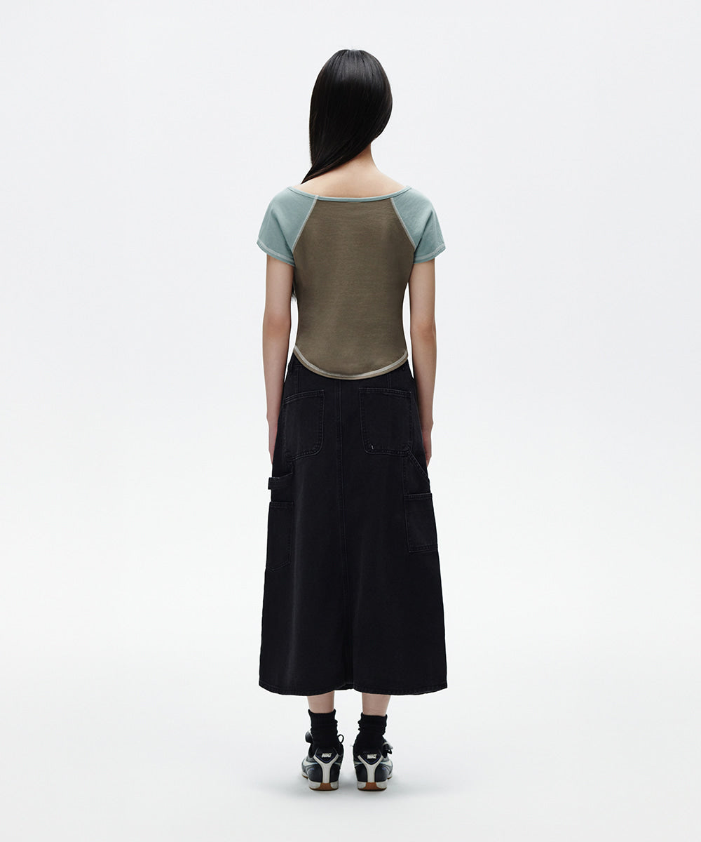 Mahagrid Off Shoulder Raglan Tee