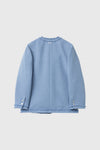 General Idea Woman Fringe Trim Tweed Jacket [Blue]