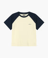 Marithé François Girbaud W SMALL REGULAR LOGO RAGLAN CROP TEE butter