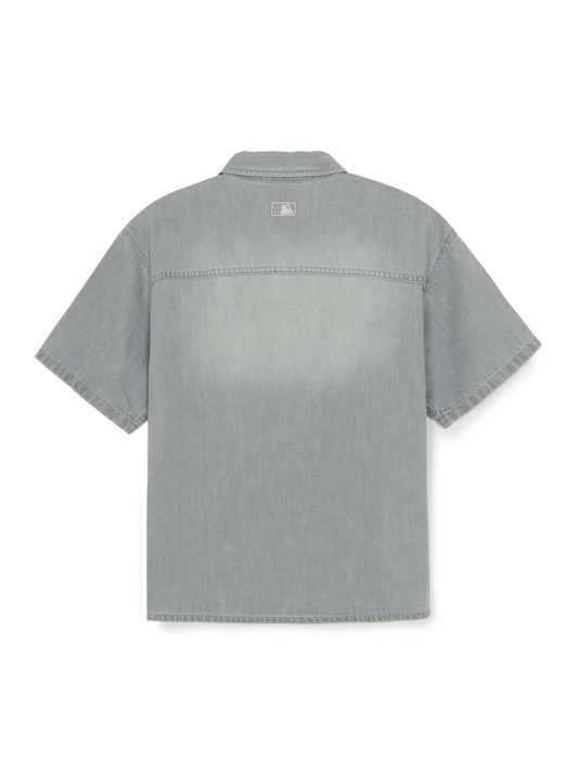 MLB Basic Small Logo Summer Tencel Short Sleeve Denim Shirt