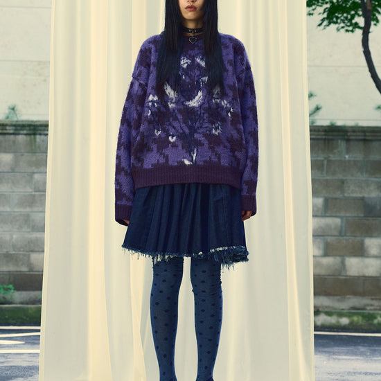 Nice Ghost Club Houndstooth Devil Rose Knit