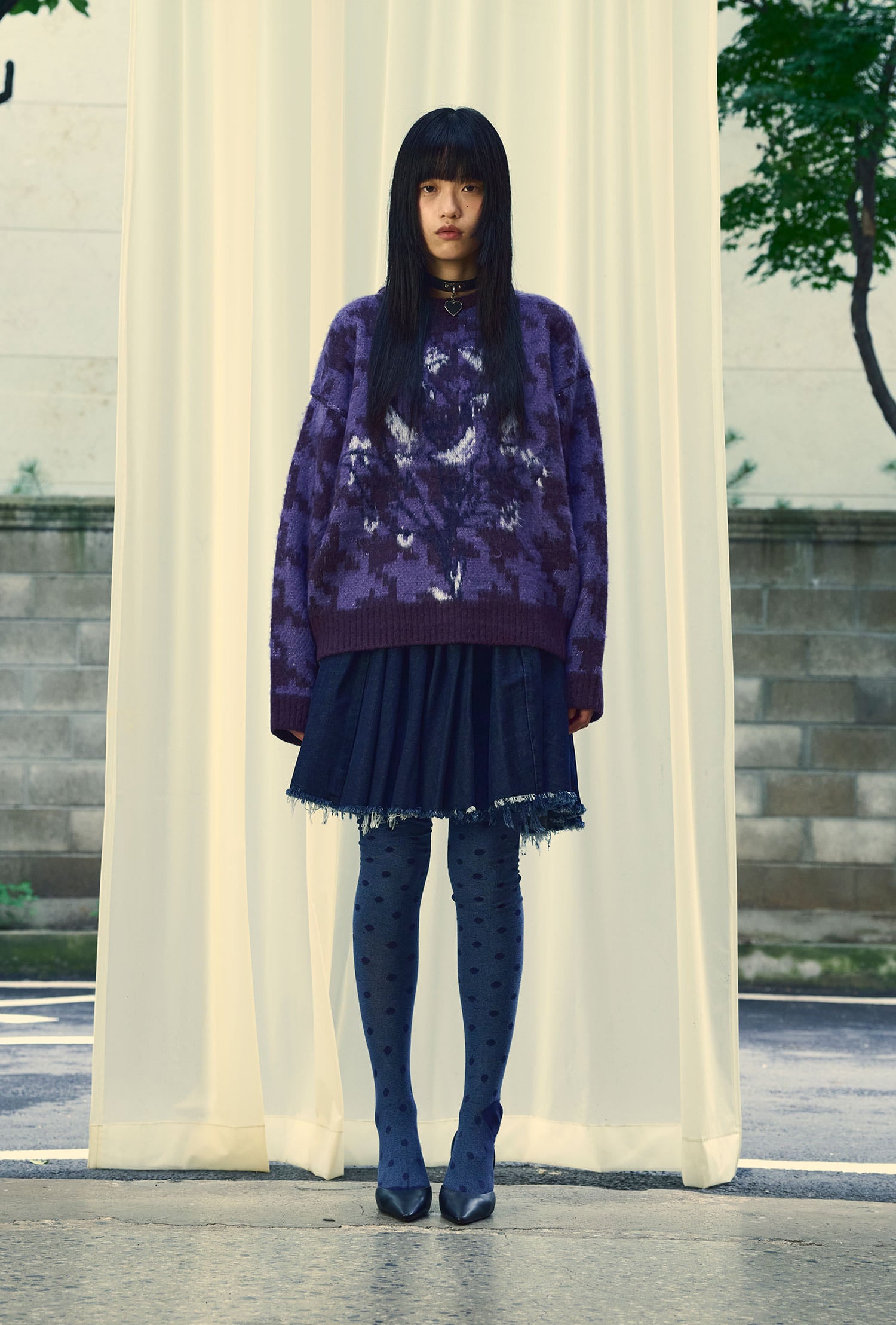 Nice Ghost Club Houndstooth Devil Rose Knit